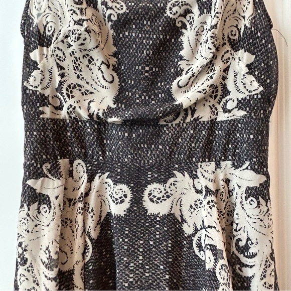 Maggy London Black Beige Sleeveless Dress Sz 6 Lined Zipper Keyhole Neck - Picture 2 of 6